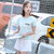 莉菲姿 2017韩版女装夏装新款宽松显瘦印花圆领百搭短袖T恤(粉红色 XXL)第2张高清大图