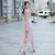 2017蕾丝连衣裙秋装女新款韩版修身显瘦长袖时髦小立领裙子(粉红色 S)第2张高清大图