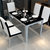 第六日 简约现代不锈钢餐桌椅组合 钢化玻璃长方形餐桌台(一桌四椅(1号椅子))第2张高清大图