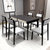 火烧石餐桌椅组合 现代简约套装长方形小户型餐台黑白 火山石玻璃  一桌四椅 框架结构(黑色透明钢化玻璃)第2张高清大图