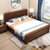 吉木多 橡胶木新中式实木床1.8米双人床1.5主卧室雕花现代中式家具(1.8*2米胡桃色 床+床头柜*2)第4张高清大图