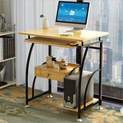 【京好】电脑桌 现代简约环保简易办公台式书桌家用写字桌A136(无斗亚光黑胡桃色 有抽屉)