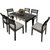 北欧火烧石餐桌椅组合现代简约长方形家用小户型实木火山石餐桌椅(一桌6椅)