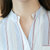 VEGININA 韩版宽松竖条纹衬衣女长袖V领雪纺衬衫 D6115(图片色 XXL)第4张高清大图