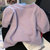 短袖T恤女2022春夏新款可爱兔子提花圆领针织衫女上衣1052(紫色 均码)第5张高清大图