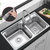 箭牌卫浴（ARROW)水槽304不锈钢厨房水槽双槽   洗菜盆洗手盆(爵士款抽拉双槽765*425*210)第5张高清大图