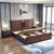 吉木多 新中式实木床 1.8米大床婚床 红橡木轻奢双人床 现代卧室家具(1.8*2米 床+床垫+床头柜*2)第4张高清大图