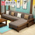 曲尚 现代中式实木沙发  L型客厅沙发家具组合套装 908(榉木+咖啡 4人位+茶几)第2张高清大图