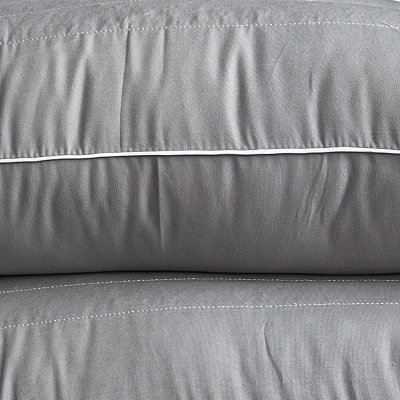 法莉雅家纺全棉乳胶功能枕芯 舒适羽丝棉护颈枕头1(荞麦两用枕-灰色 枕头一只)