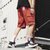 日系男士工装短裤2019夏季新款潮流宽松休闲运动五分中裤(红色 XL)第5张高清大图