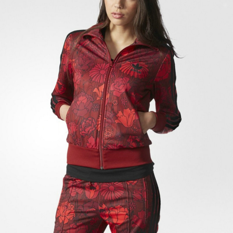 Adidas Farm 花卉系列外套 三叶草新款女装 红