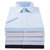 夏男式短袖纯白色修身职业衬衫免烫商务条纹工装衬衣(1011蓝色平纹 42)第5张高清大图