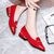 新款春秋新款平底单鞋女尖头套脚漆皮红色婚鞋皮鞋女鞋子8893(红色 40)第3张高清大图