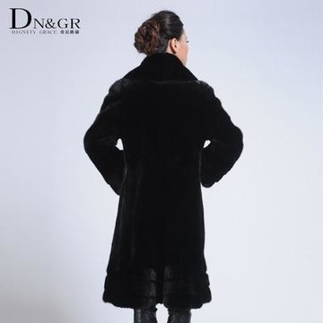 DN&GR 2013新款女款貂皮大衣整貂 长款翻领裘皮大衣外套