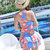 2020夏季新款裙式连体泳衣 花朵可爱小性感泳装 沙滩度假女士泳装60106(桔色 XXL)第4张高清大图