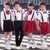 六一儿童演出服男女背带裤中小学生大合唱团幼儿园朗诵表演服(女款红色短袖套装 120)第2张高清大图