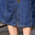 女士牛仔裙长款 时尚A字裙单排扣女裙半身裙(蓝色 L)第3张高清大图