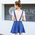 2017新款女装韩版大口袋吊带裙时尚百搭牛仔短裙(浅蓝色 XS)第2张高清大图