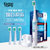 科美（Kemei）-907无线感应充电式电动牙刷 全身水洗 声波震动防水软毛成人儿童通用电动美白洁齿牙刷(粉色8头套装)第4张高清大图