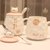 马克杯子陶瓷杯家用水杯创意潮流带盖勺可爱小猪少女心早餐杯礼品(上面桃+盖勺400ML)第2张高清大图