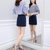 2018夏季新款韩版套装裙气质一字肩上衣女包臀半身短裙两件套潮(蓝色套装)(XXL)第3张高清大图