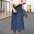女士牛仔裙长款 时尚A字裙单排扣女裙半身裙(蓝色 M)第5张高清大图