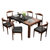 火烧石餐桌椅组合现代简约小户型伸缩折叠大理石火山石实木饭桌子(2张B款餐椅)第3张高清大图