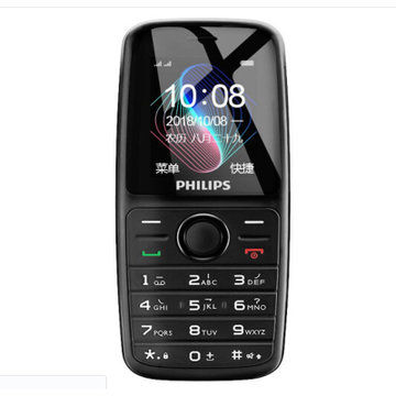 飞利浦（PHILIPS）E108 直板按键 移动联通2G 双卡双待 老人手机 老年功能机 学生机备机(陨石黑)