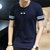 左岸男装 夏季新款男装圆领短袖T恤韩版修身青少年纯棉半袖打底衫潮(深蓝色 XL)第4张高清大图