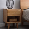 吉木多 床头柜简约现代简易置物架北欧白橡木实木卧室床边收纳迷你小型柜子(原木色)