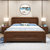 吉木多 橡胶木新中式实木床1.8米1.5双人床主卧室雕花现代中式卧室家具(1.5*2米胡桃色 单床)第5张高清大图