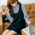 Mistletoe秋款韩版宽松长袖衬衫两件套背带连衣裙(黑色 XL)第3张高清大图