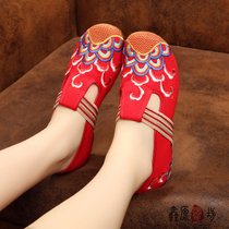 2017新款老北京女士布鞋民族风绣花鞋牛筋底舞鞋妈妈鞋船鞋女单鞋(41)(米色)