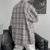 宽松格子衬衫男士外套2021秋季长袖衬衫休闲上衣韩版男装衬衣潮流(紫灰格 XXXL)第3张高清大图