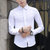 洲玛仕 2018春季长袖男式衬衫 韩版翻领男士衬衫休闲青年衬衣(S33白色 L)第4张高清大图