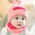 韩版秋冬宝宝帽子男童女童婴儿帽子儿童毛线帽小孩套头帽围巾两件套6-12个月(藏青色)第2张高清大图