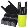 思莱克加厚垃圾袋背心手提式家用大号厨房黑色手提袋子一次性塑料袋批发75个/包(黑色)