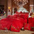 爱之小径家纺典雅中式婚庆四件套 加厚床单被套 大红色结婚床品多件套(十里红妆 220*240四件套)第5张高清大图