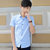 男装短袖衬衫 修身时尚船锚印花商务休闲短袖衬衣(蓝色 XL)第5张高清大图