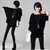 蒙格勒2016夏季新款韩版黑色显瘦均码蝙蝠五分袖不规则t恤连衣裙(黑色 均码)第3张高清大图