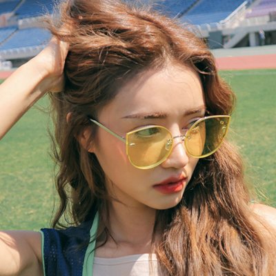 【原宿复古黄色女太阳镜网红2018江疏影眼镜