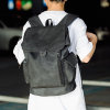 男士双肩包韩版皮质商务休闲电脑包时尚背包书包旅行包潮(黑色 28*18*41cm)