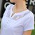 娇维安 夏季修身显瘦体血衫 V领短袖T恤 蕾丝镂空女式t恤 女(白色 S)第5张高清大图