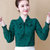 春季上衣衬衫2022新款洋气韩版宽松长袖女装打底衫女(墨绿色（长袖） S80-94斤)第3张高清大图