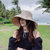 新款渔夫帽子女沙滩太阳帽遮阳防晒紫外线帽子(黑色 帽围：56-58cm)第3张高清大图