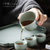 尚岩日式功夫茶具套装家用简约陶瓷茶壶盖碗茶杯整套喝茶茶具小套(窑变青釉-长方盘盖碗10件套 默认版本)第7张高清大图