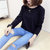 Mistletoe2017新款韩版长袖纯色T恤女式长袖闺蜜宽松打底衫(黑色 XXL)第5张高清大图