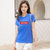 Dream Gate 夏季2021莱卡棉字母印花短袖修身休闲韩版女士T恤女装(蓝色 M)第5张高清大图