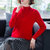 珍真羊 新款半高领羊毛针织打底衫时尚气质宽松纯色内搭洋气短款羊毛衫 MEM4603(粉红色 L)第5张高清大图