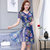 VEGININA 韩版修身显瘦印花连衣裙 9638(蓝色 XL)第2张高清大图